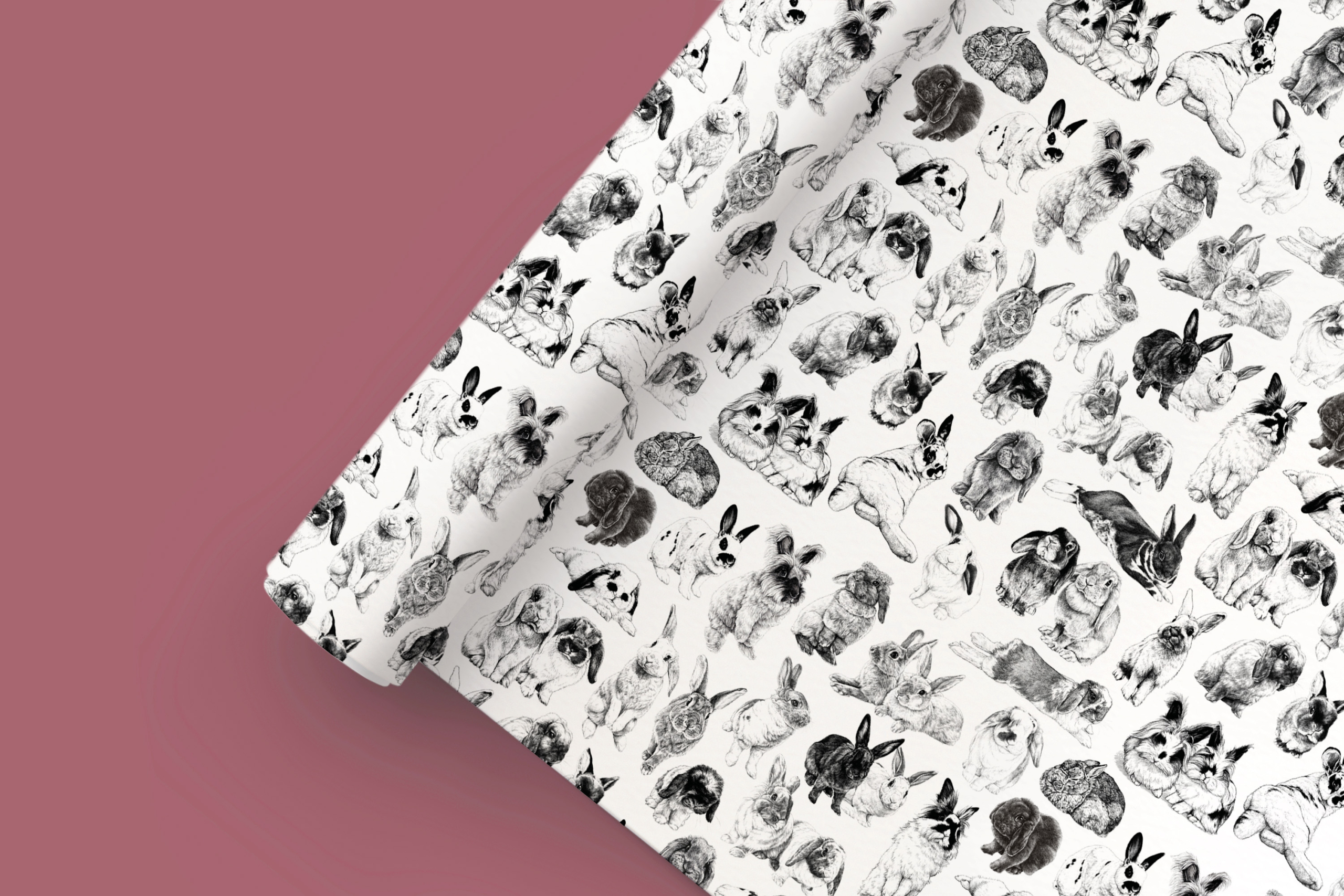 Geschenkpapier "Kaninchen schwarz weiß"