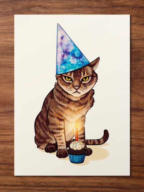 Geburtstagskarte "Katze mit Partyhut"