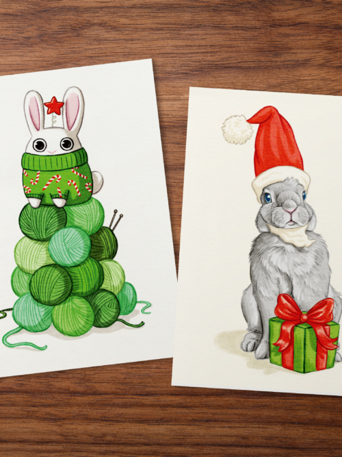 Postkarten_Weihnachten_Mood Postkarten "Weihnachtskaninchen"