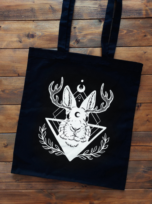 Stofftasche "Jackalope" schwarz